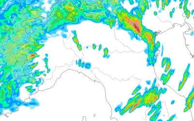Animazione piogge e temporali previsti per giovedì 2 Maggio