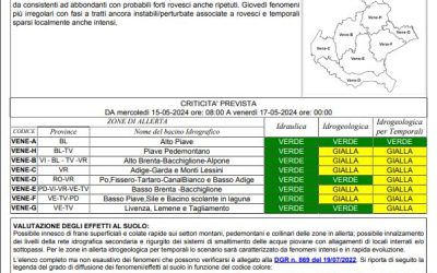 Allerta regione Veneto per Mercoledì 15 Maggio