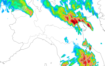 Le piogge ed i temporali previsti per giovedì 5 Settembre