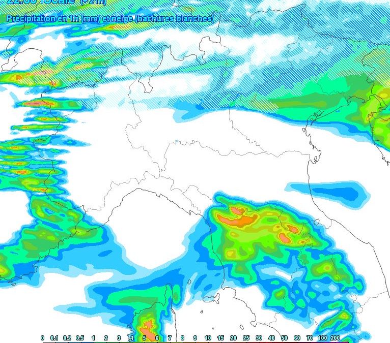 Animazione piogge e nevicate per giovedì 21 Novembre